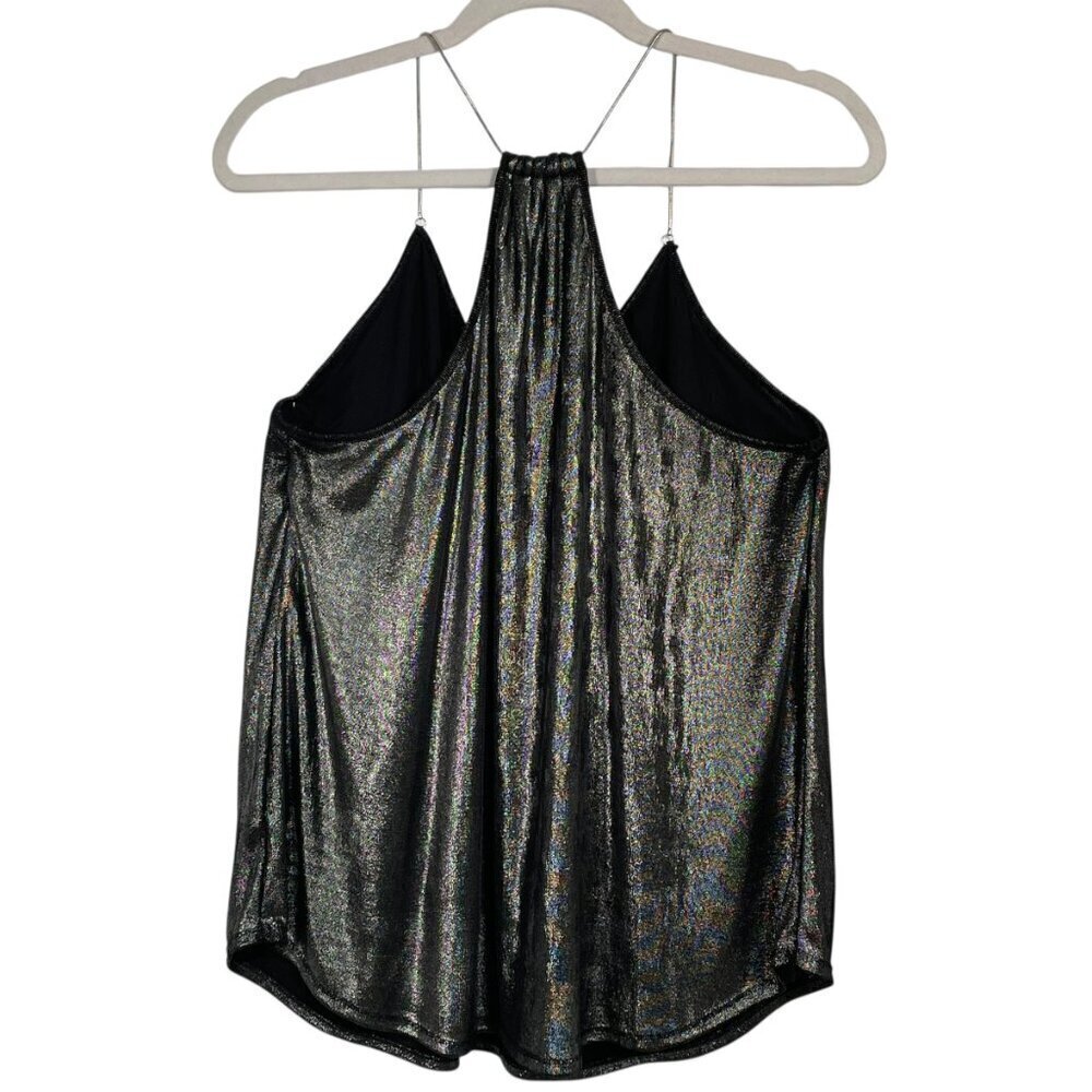 RACHEL Rachel Roy Silver-Gray Metallic Chain-Strap Racerback V-Neck Tank Top XL - Picture 3 of 14